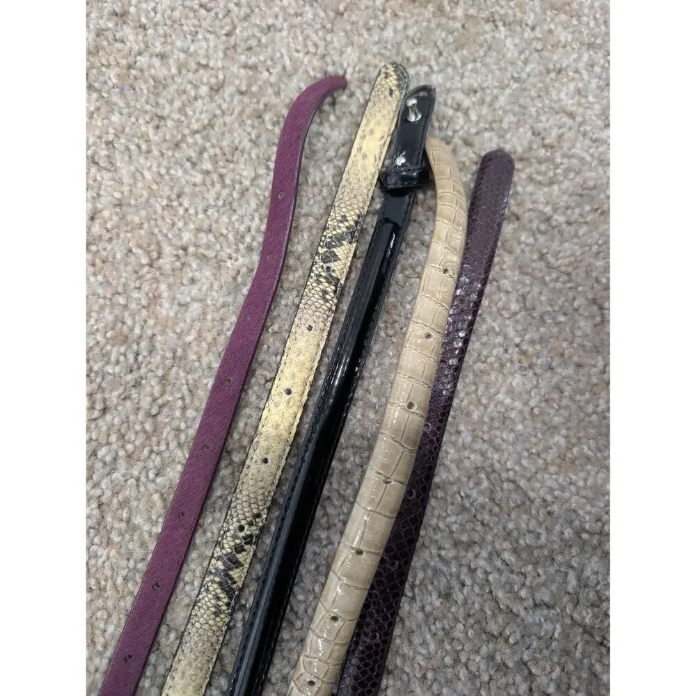 Belts: Skinny Mixed Texture Lot – Animal Print, Chic & Bohemian – Sizes S &...